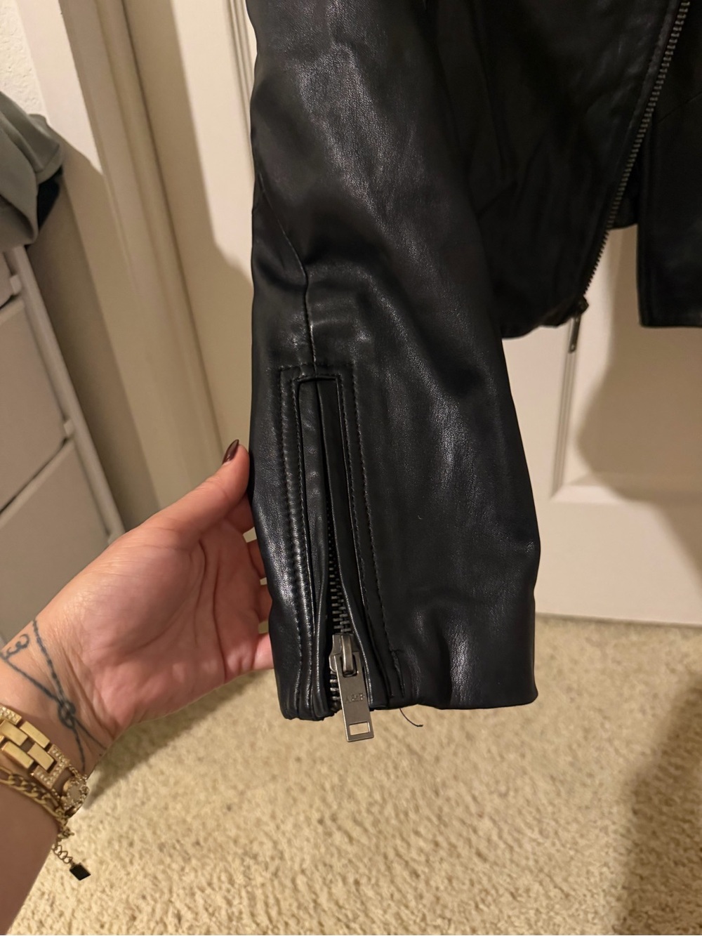 Abercrombie & Fitch Black Genuine Leather Jacket - Picture 3 of 5